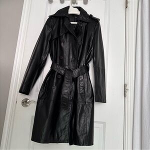 Zara Belted genuine leather trench coat size L